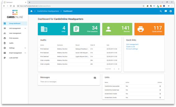 CardsOnline 7 Dashboard