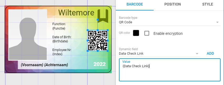 Add Data Check Link to Card Design