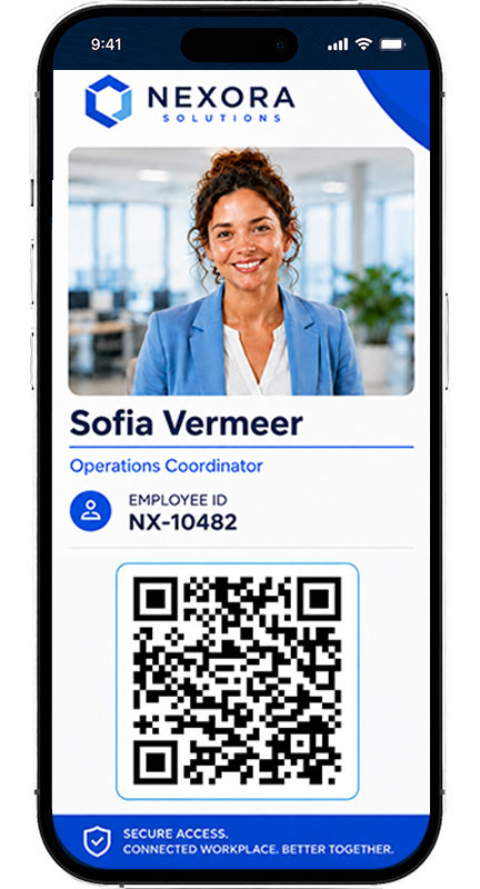 Digital employee ID on a smartphone